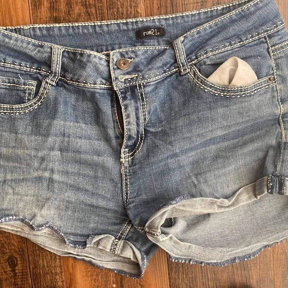 Bundle Rue21 Distressed Blue Jean Shorts with Lace Accents
